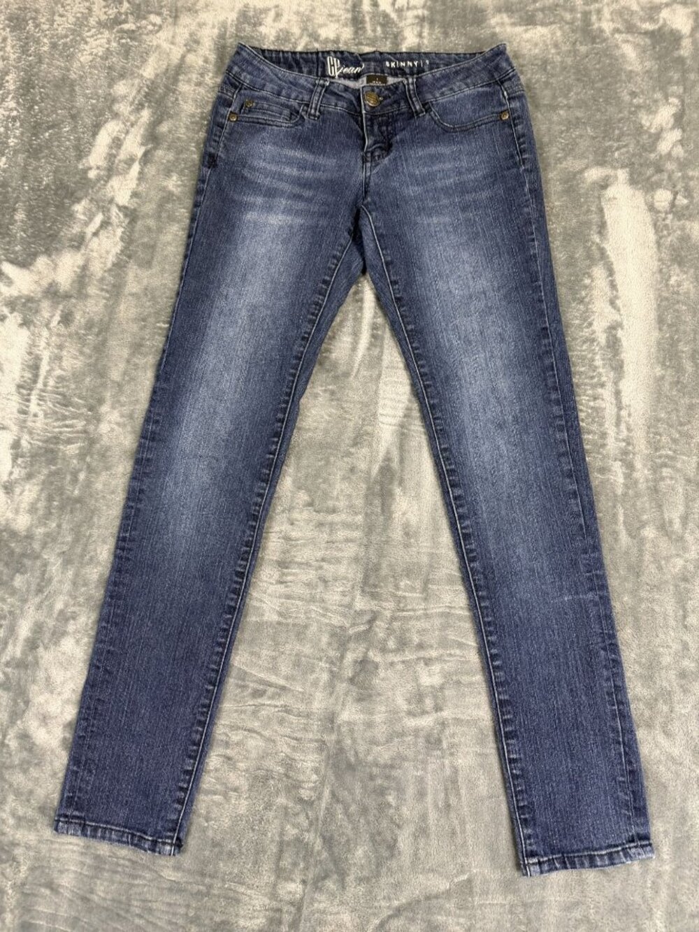 GP Jeans Womens Skinny Jeans Size 1 Rhinestone Pocket Design Stretch Denim Blue
